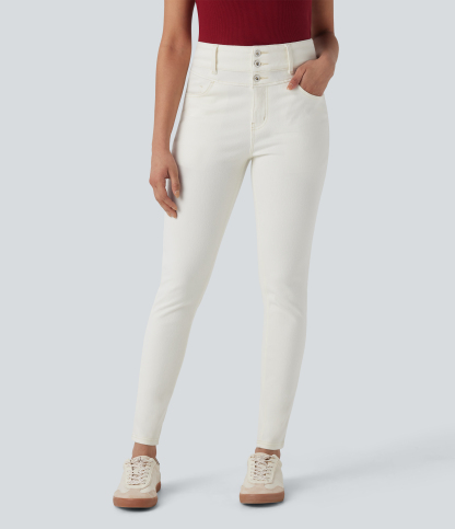 FlexHigh Waisted Zipper Pockets Casual Skinny Jeans