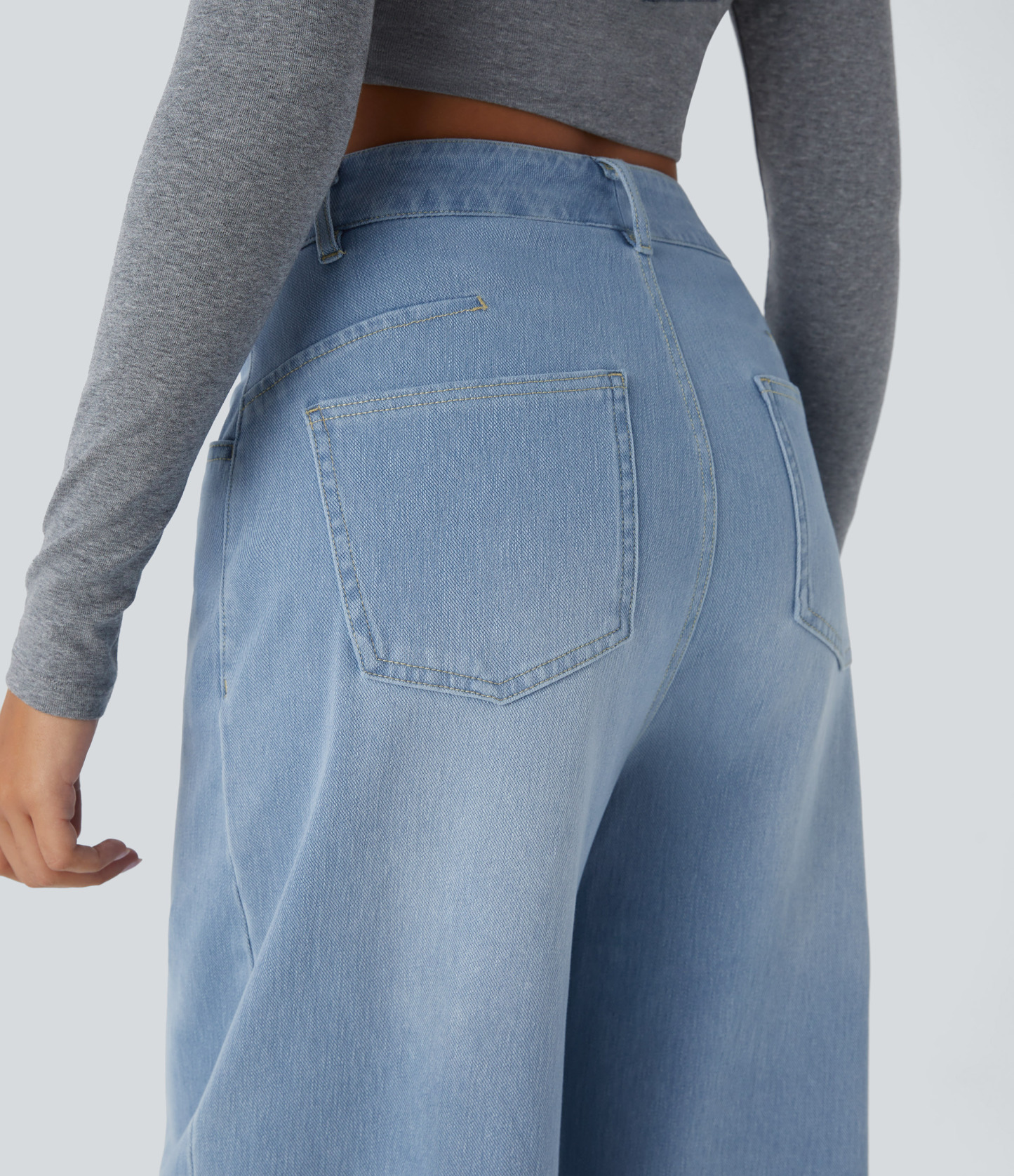 FlexMid Rise Pockets Barrel Leg Casual Jeans