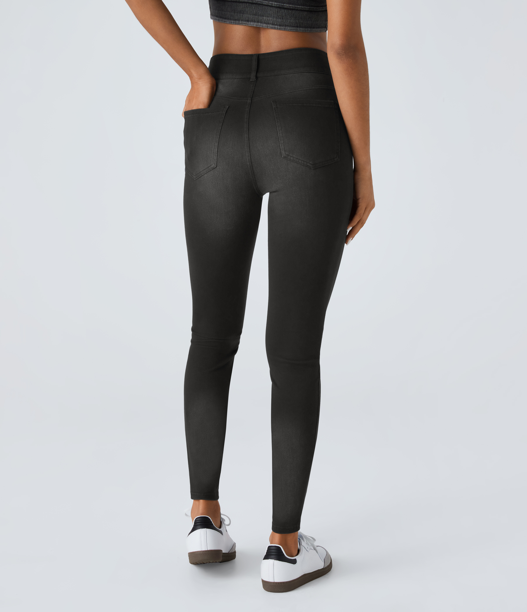 FlexHigh Waisted Zipper Pockets Casual Skinny Jeans