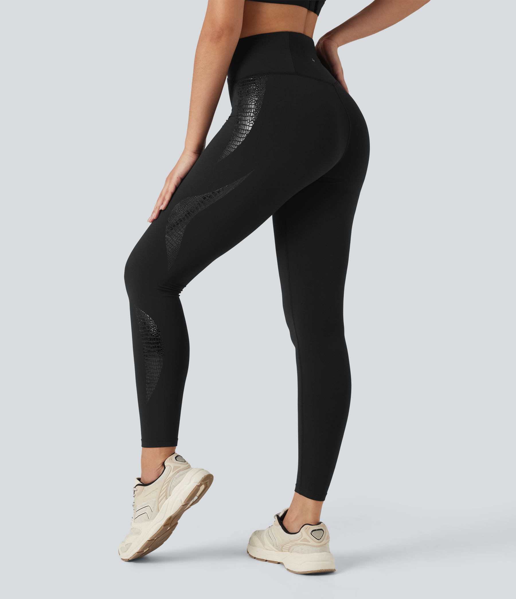 SoftlyZeroHigh Crossover Waisted Skinnny Yoga 7/8 Leggings with Pockets-UPF50+