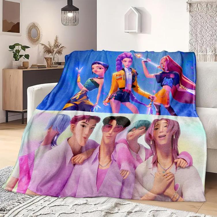 K-Pop Demon Hunter Anime Blanket, Soft Flannel Throw For Bed Sofa Camping Office, Perfect Gift For Fans & Manga Lovers, Man Women Gift