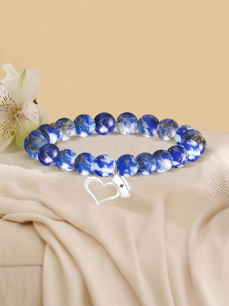 1PC Mother's Day Gift Fashion Nurse Cap Beaded Bracelet Gift for Nurse, Nurses' Day Gift Elegant Tribute to Healthcare Angels, Nursing Student Keepsake - Stylish Minimalist Medical Symbol Jewelry