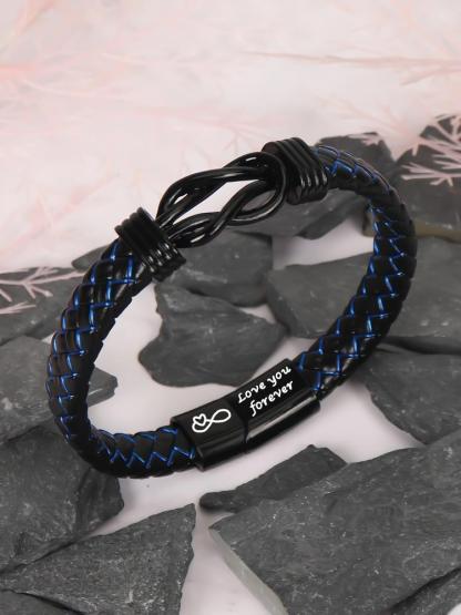 1PC Unique Christmas Gift for Son, Birthday Gifts for Son from Mom Leather Bracelets, Leather Braided Bracelet, Knotted Bracelets Jewelry for Son from Dad & Gift Card, Bracelet for Daily Wear Gift for Son