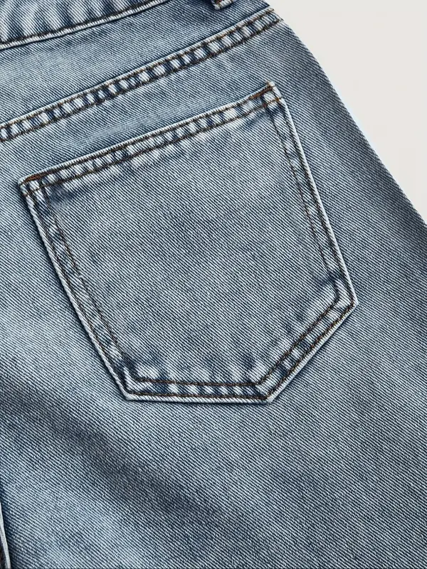 Women's Elegant High-Waisted Wide-Leg Jeans, Fitted Woven Fabric, Rhinestone Embellished, All-Season Fashion Pants