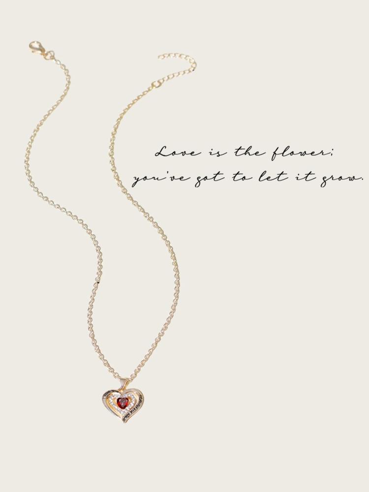 Women's Elegant Heart Design Pendant Necklace with Bear Shaped Rose Gifts Box, Exquisite Trendy Pendant Necklace, Chic Jewelry Set for Girlfriend