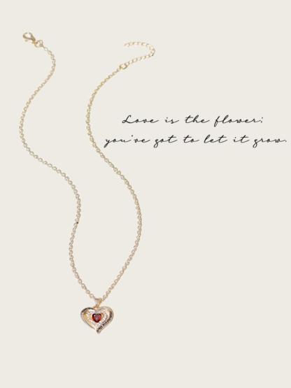 Women's Elegant Heart Design Pendant Necklace with Bear Shaped Rose Gifts Box, Exquisite Trendy Pendant Necklace, Chic Jewelry Set for Girlfriend