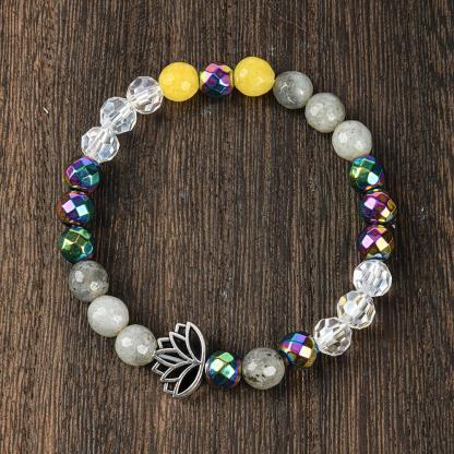 Natural Stone Bracelet  - Sparkling Artificial Crystal Jewelry , Meditation Yoga Lotus Jewelry Gift unity  bracelet pulsera  amatista beaded  jewelry protection bracelet fashion artificial Colorblock Beaded Crystal Bracelet chakra bracelet
