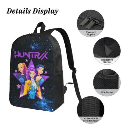 K-POP Demon Hunters 3PCS School Bag Set - Large Capacity Black Laptop Backpack, Portable Lunch Bag & Pencil Case, Functional Stylish Bag for Teens Adults, Great for Everyday Adventures & Gifts