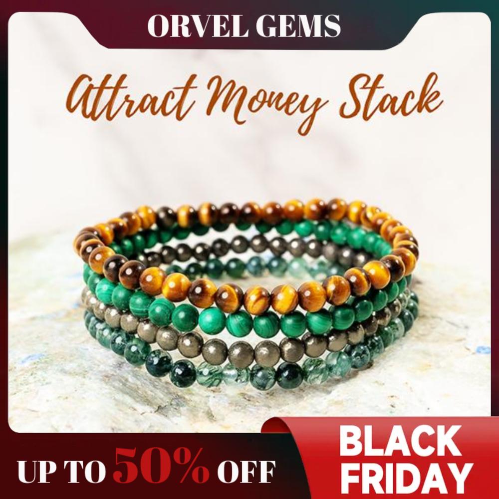 4mm Beads Delicate Attract Money Crystal Bracelet Stack | Pyrite, Tiger's Eye, Moss Agate, Malachite Dainty Beads | Jewelry for Healing #TikTokShopBlackFriday
