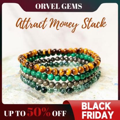 4mm Beads Delicate Attract Money Crystal Bracelet Stack | Pyrite, Tiger's Eye, Moss Agate, Malachite Dainty Beads | Jewelry for Healing #TikTokShopBlackFriday
