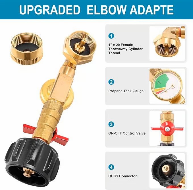 💥 Top-Rated Propane Refill Elbow Adapter with Tank Gauge