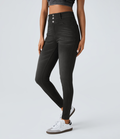 FlexHigh Waisted Zipper Pockets Casual Skinny Jeans