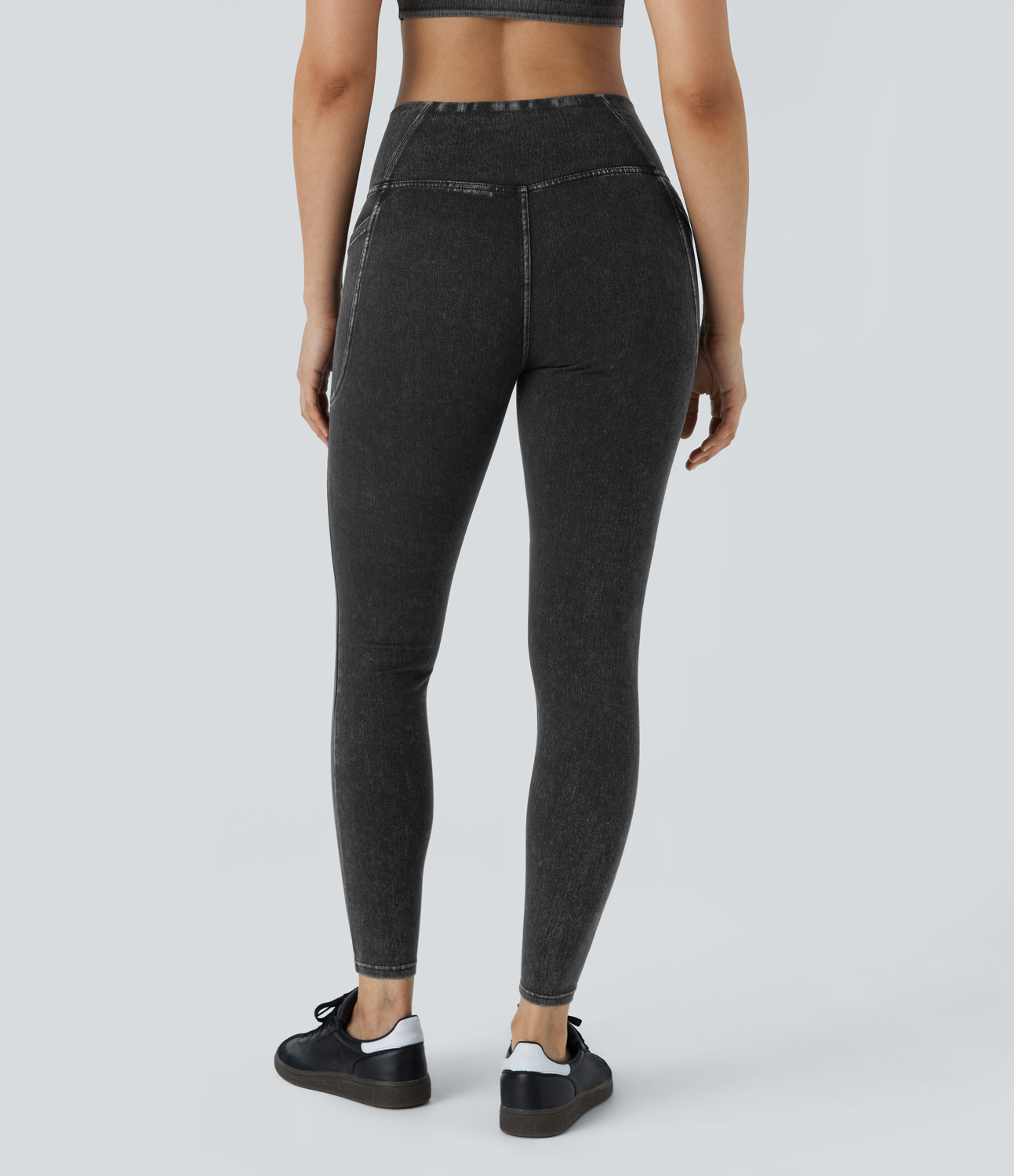 FlexCrossover Pocket Washed Denim Work Leggings