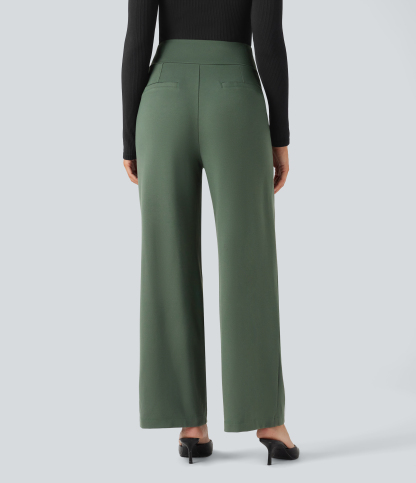 FlexHigh Waisted Straight Leg Work Pants with Pockets