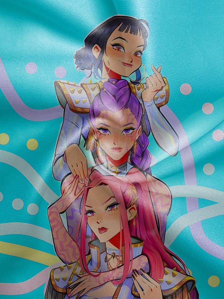 Girls Kpop Demon Hunters Hoodie, Casual Fall Winter Sportswear, Fitted Random Print Design, Durable Outdoor Activities, Christmas Gift