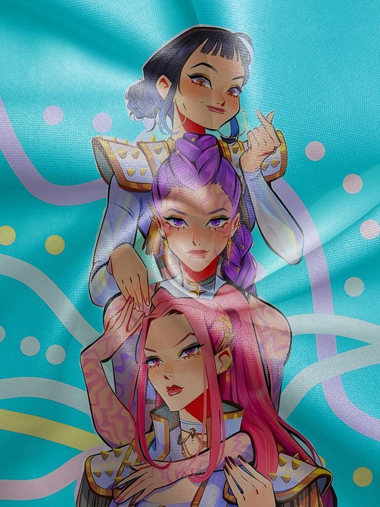 Girls Kpop Demon Hunters Hoodie, Casual Fall Winter Sportswear, Fitted Random Print Design, Durable Outdoor Activities, Christmas Gift