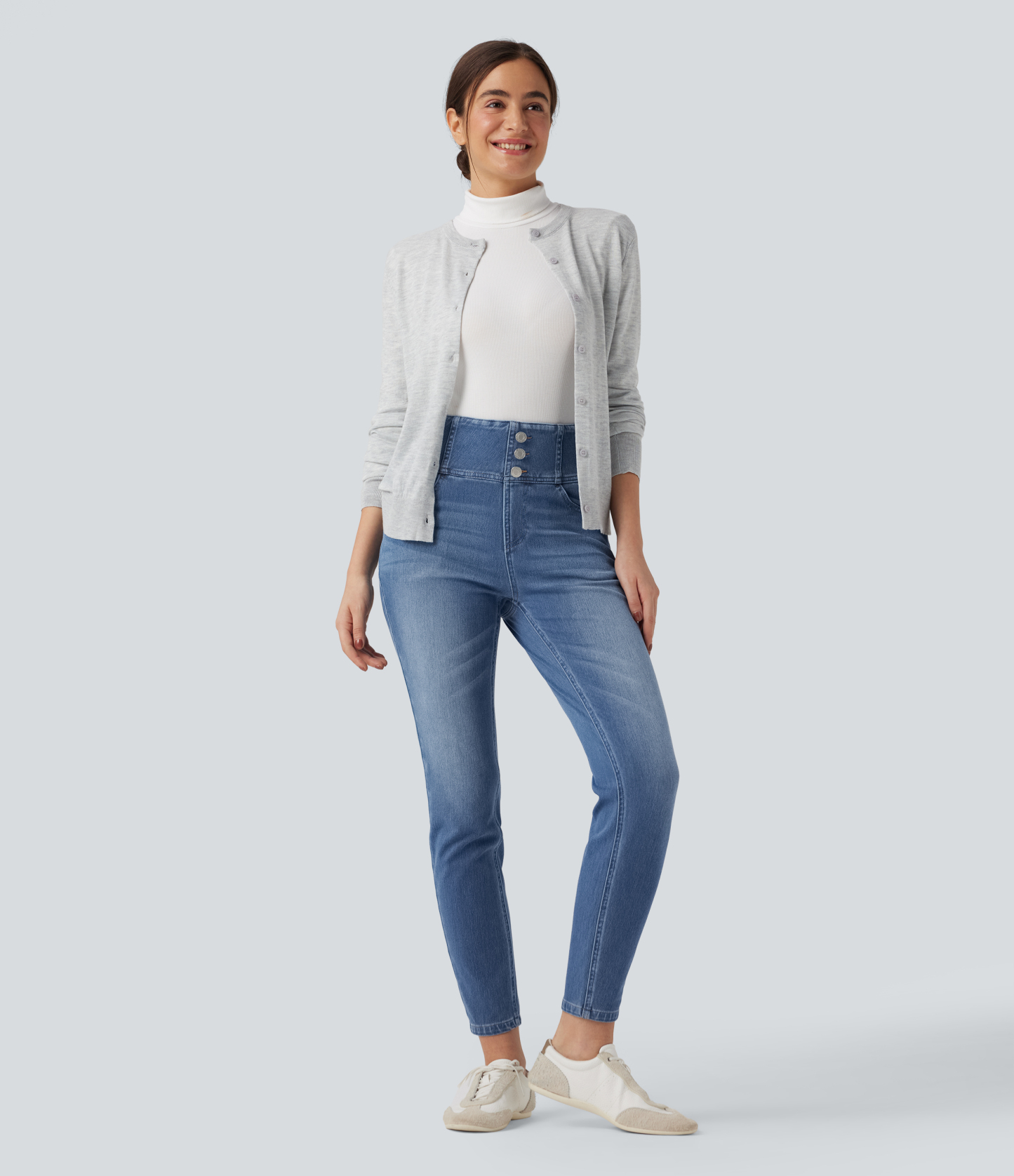 FlexHigh-waisted Casual Skinny Jeans with Pockets