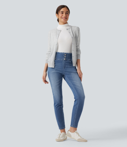 FlexHigh-waisted Casual Skinny Jeans with Pockets