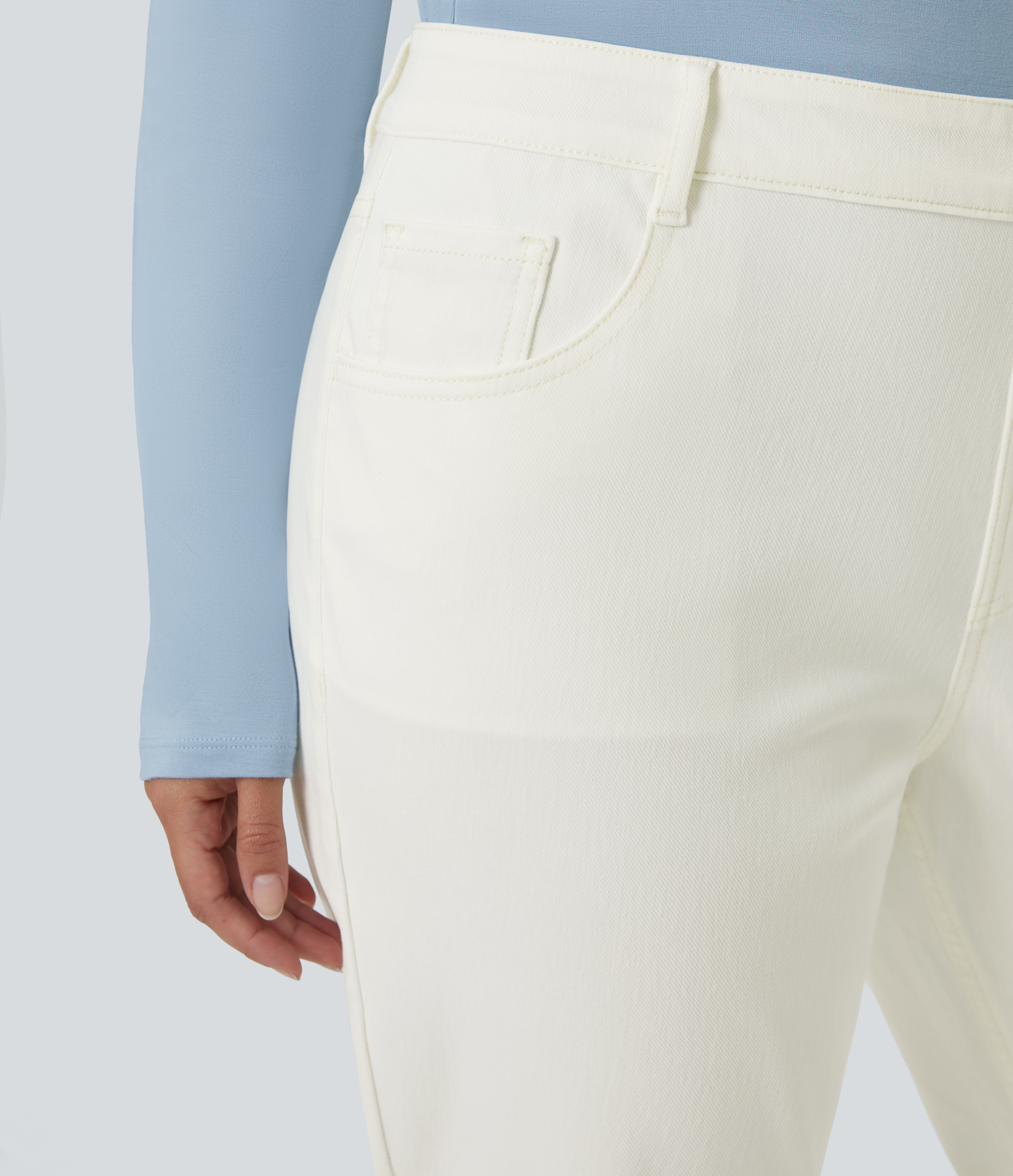 FlexHigh Waisted Pockets Straight Leg Washed Casual Plus Size Jeans