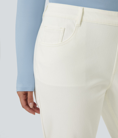 FlexHigh Waisted Pockets Straight Leg Washed Casual Plus Size Jeans