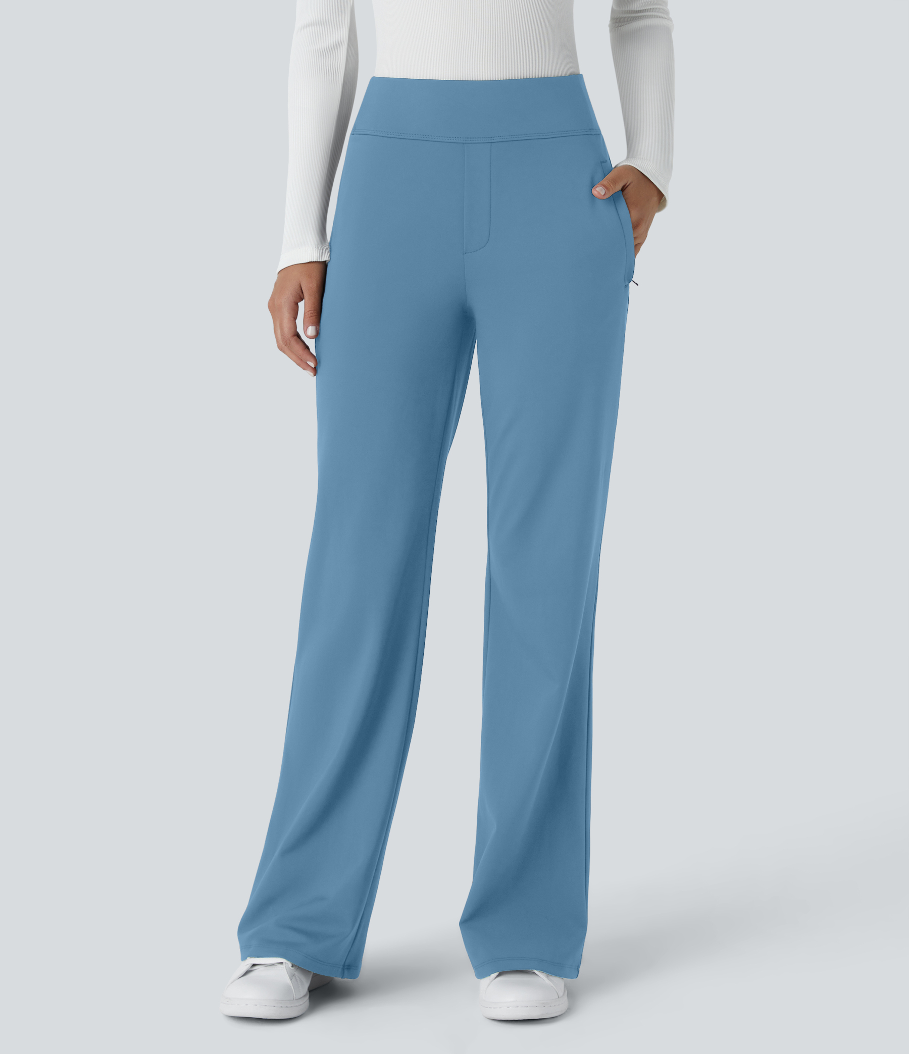 FlexMid Rise Side Zipper Pocket Work Flare Pants