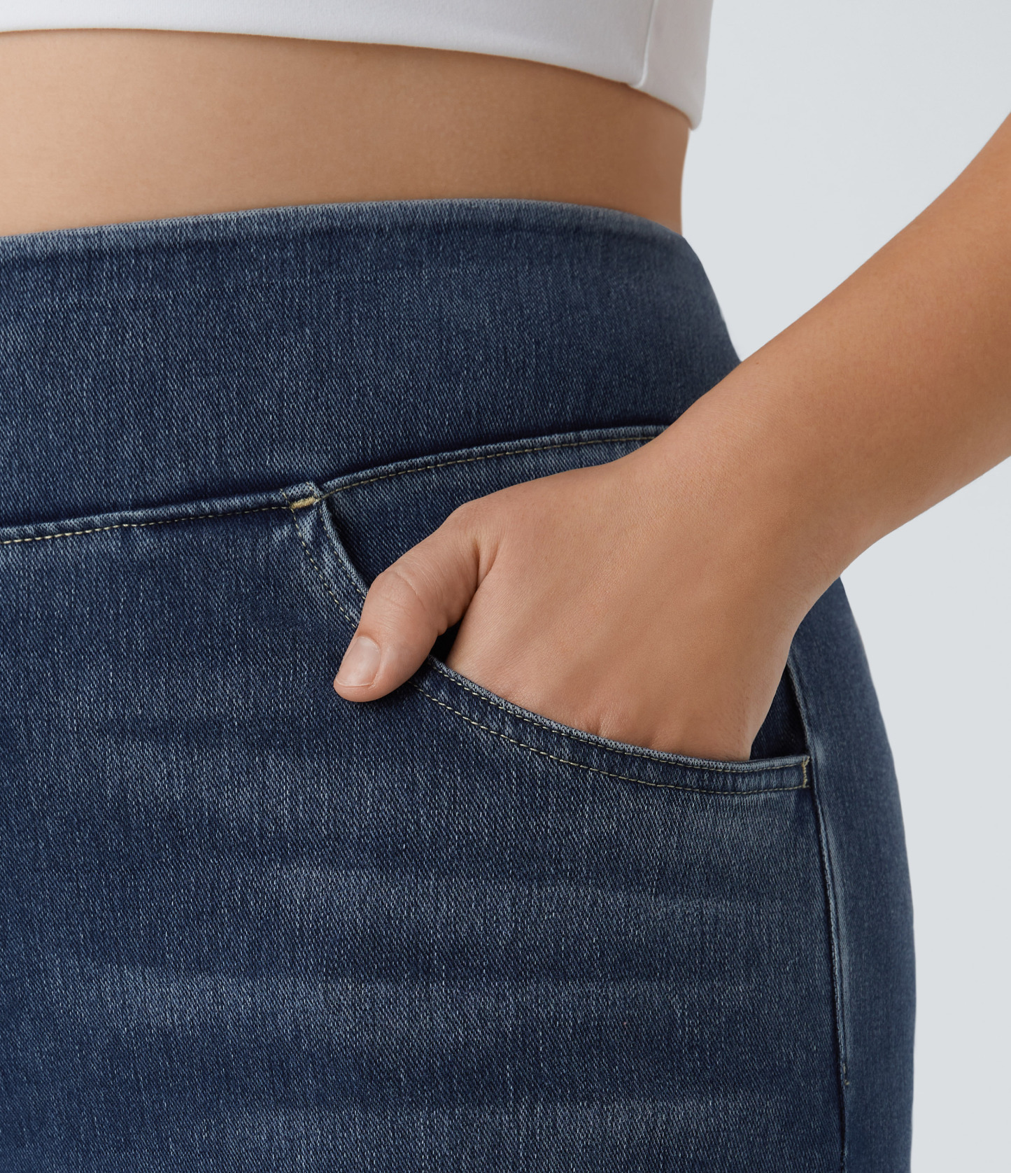 FlexHigh Waisted Pockets Baggy Wide Leg Washed Casual Plus Size Jeans