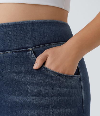 FlexHigh Waisted Pockets Baggy Wide Leg Washed Casual Plus Size Jeans