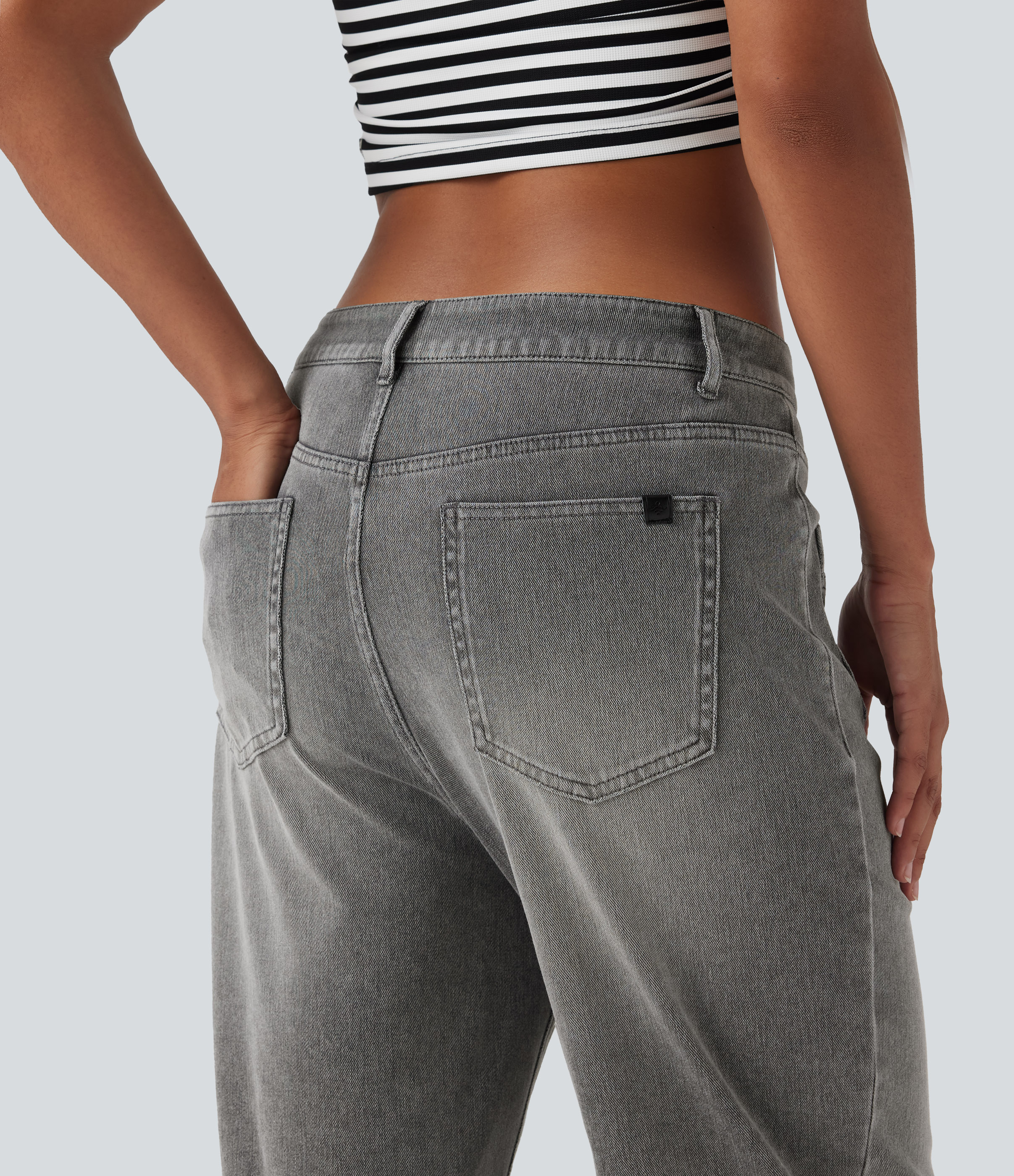 FlexMid Rise Straight Leg Casual Jeans with Pockets