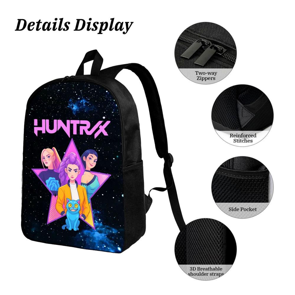 School Backpack for Fans Men Women College Bookbag Waterproof Lightweight K Pop Demon Hunter Black Backpack Mochilas Book Bag Rucksack Casual Daypack School Bag