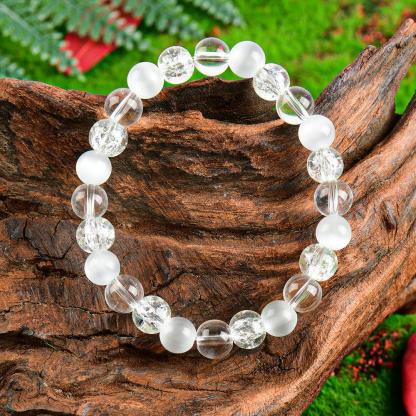 Reduce Stress Relieve Anxiety Handcrafted  Relief Quartz Bracelet Transparent Stone, I Jewelry Gifts, fahlo  bracelet blue bracelet encouragement gift fashion artificial unisex jewelry gift Colorblock Beaded Crystal Bracelet chakra bracelet