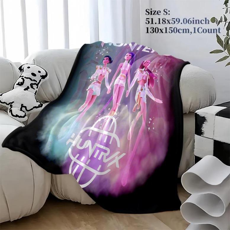 KPOP Demon Hunters Throw Blanket – Super Soft Flannel Fleece Blanket, Cozy Warm Lightweight Plush Blanket Perfect for Halloween Party, Christmas Gifts, Holiday Decorations, Anime Fans, Sofa Couch Bed Travel, Festival Vibes and Seasonal Home Décor