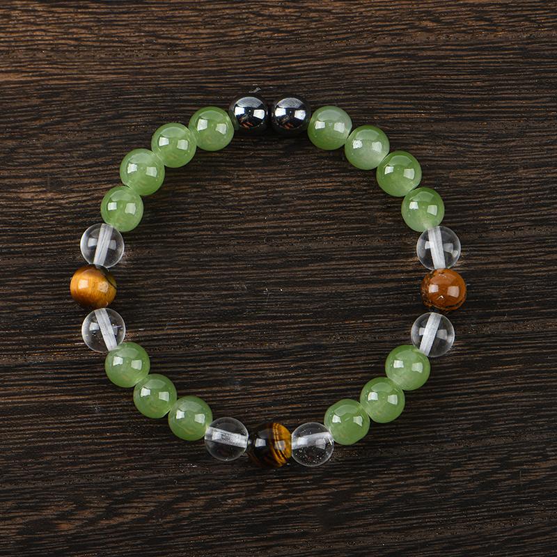 Crystal Bracelet 8mm Natural Tiger's Eye Stone Handmade Beads Unity Protection Encouragement Gift for Women Men Fashionable Colorblock Beaded Elastic 15-20cm