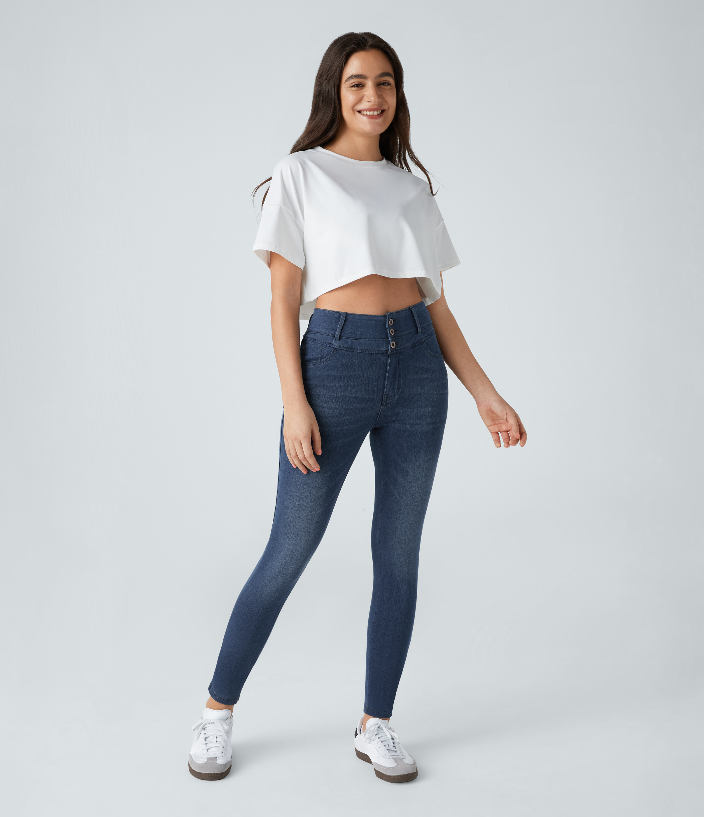 FlexHigh Waisted Zipper Pockets Casual Skinny Jeans