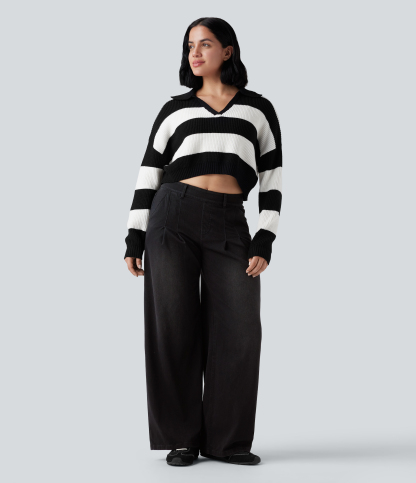 FlexMid Rise Wide Leg Casual Jeans with Pockets