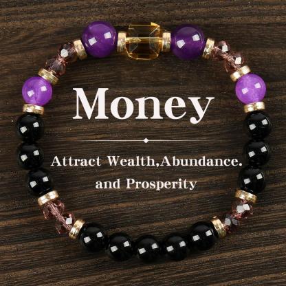 ARPURRAINA Money Attraction Prosperity & Wealth Beaded Bracelet 5.9-7.87" Citrine Stones Empathy Protection Elegant Minimalist Trendy Stack Bangle birthday gift
