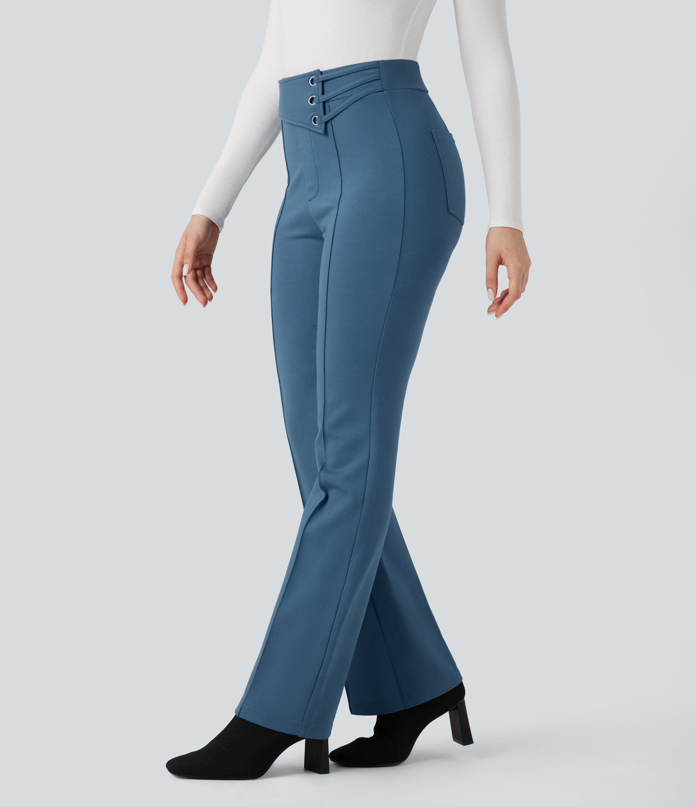 FlexHigh-waisted Work Flare Pants with Pockets