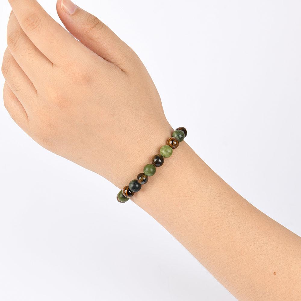 Tiger Eye Stone Bracelet Attracts Wealth, Stretchable Money Attraction Bracelet- Unisex Jewelry Gift glass  beads pulsera  amatista unity  bracelet protection bracelet encouragement gift fashion artificial Colorblock Beaded Crystal Bracelet