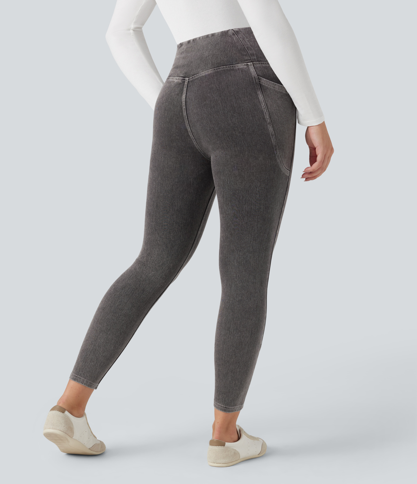 FlexCrossover Pocket Washed Denim Work Leggings