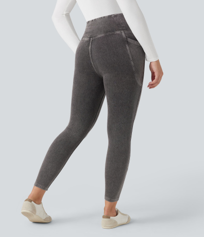 FlexCrossover Pocket Washed Denim Work Leggings