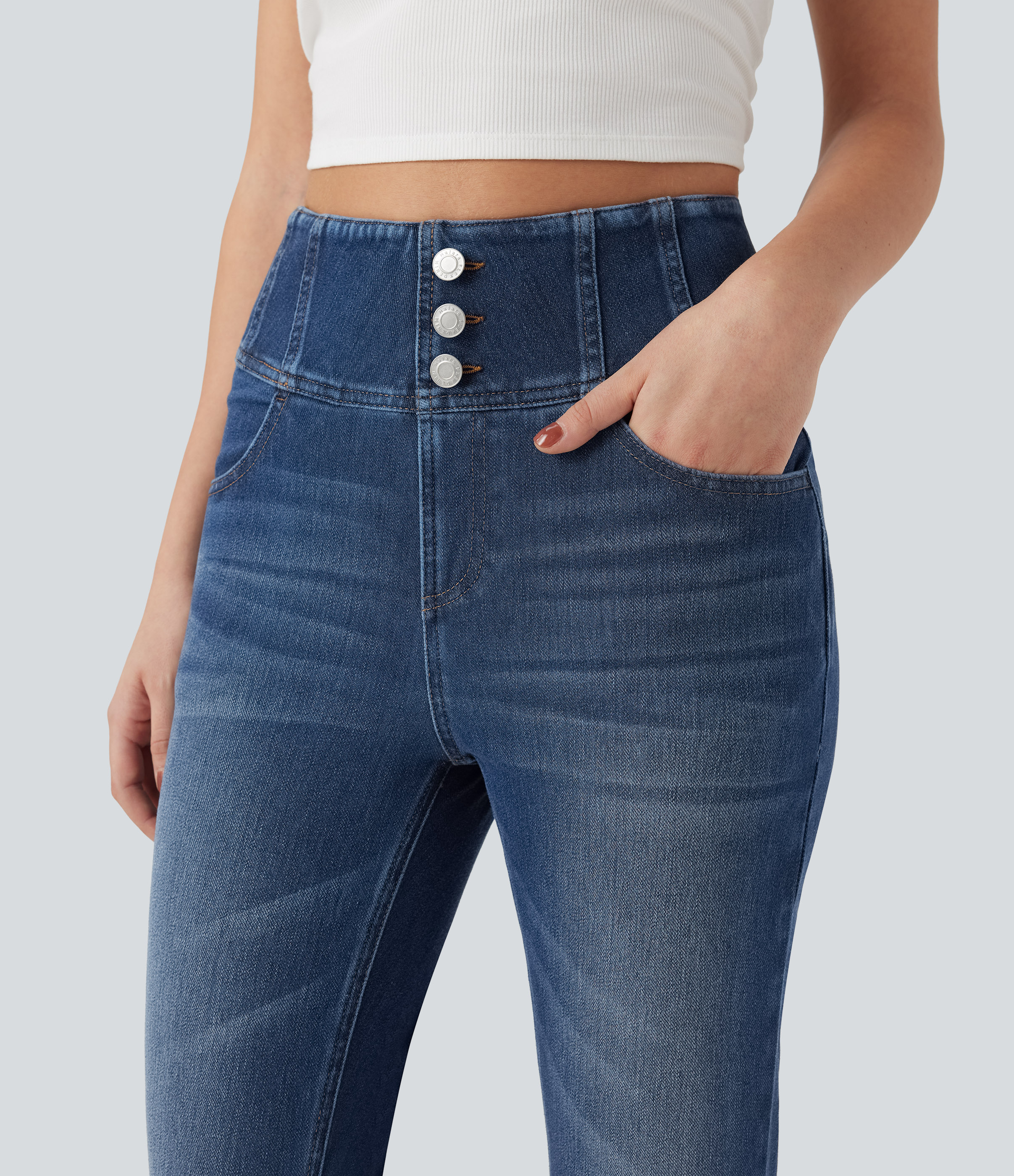 FlexHigh-waisted Casual Skinny Jeans with Pockets