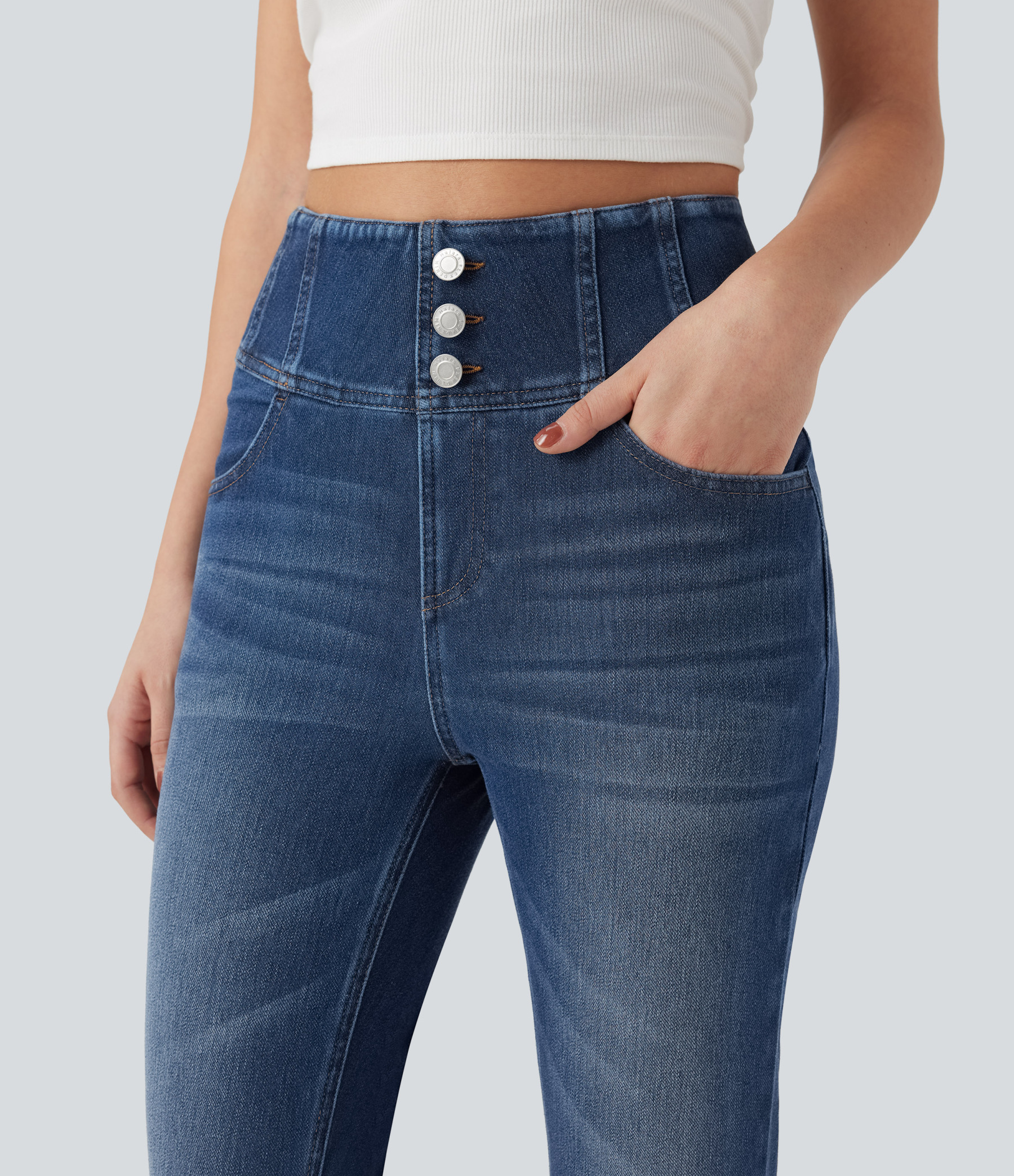 FlexHigh-waisted Casual Skinny Jeans with Pockets