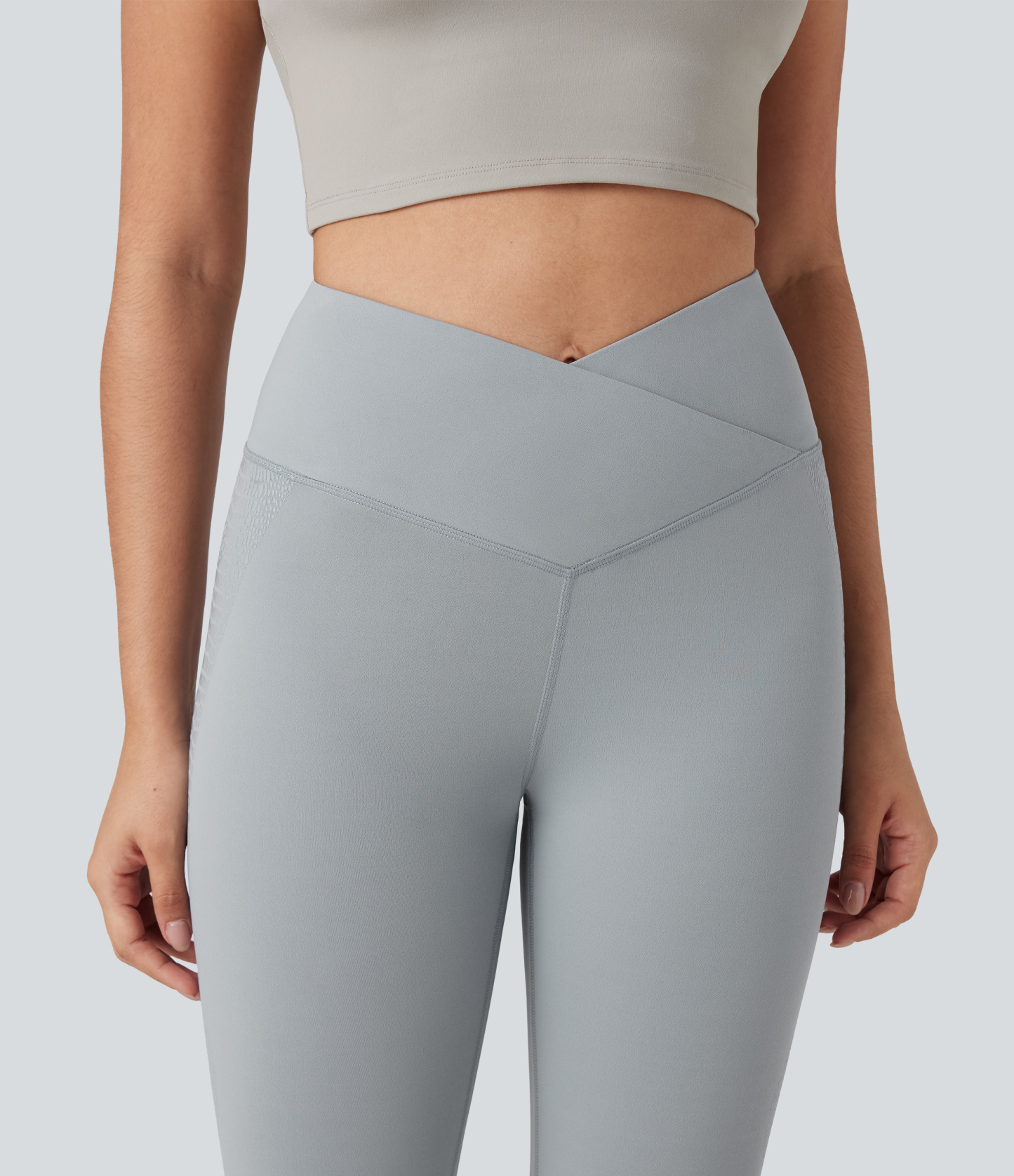 SoftlyZeroHigh Crossover Waisted Skinnny Yoga 7/8 Leggings with Pockets-UPF50+