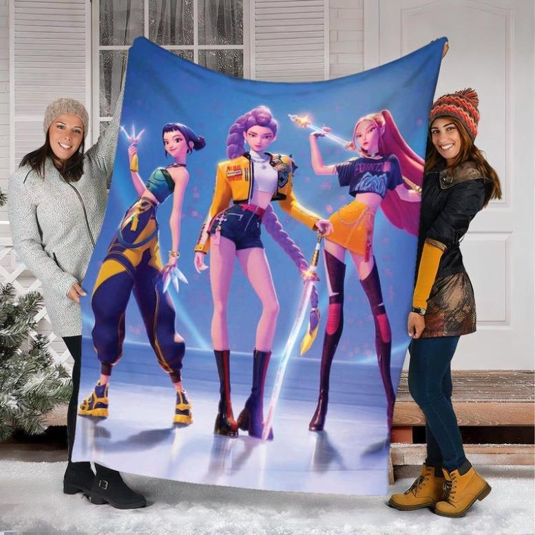 Kpop Demon Hunter Huntrix Blanket, Kpop Fun Gift, Cozy K-Pop Demon Hunters Huntrix Blanket, Anime Inspired, Huntrix Inspired Blanket PAN003,Zoey,Mira,Rumi,Huntrix,Sajaboys,Gift For Kids, Gift For Men & Women, K-POP Demon Hunters Merch