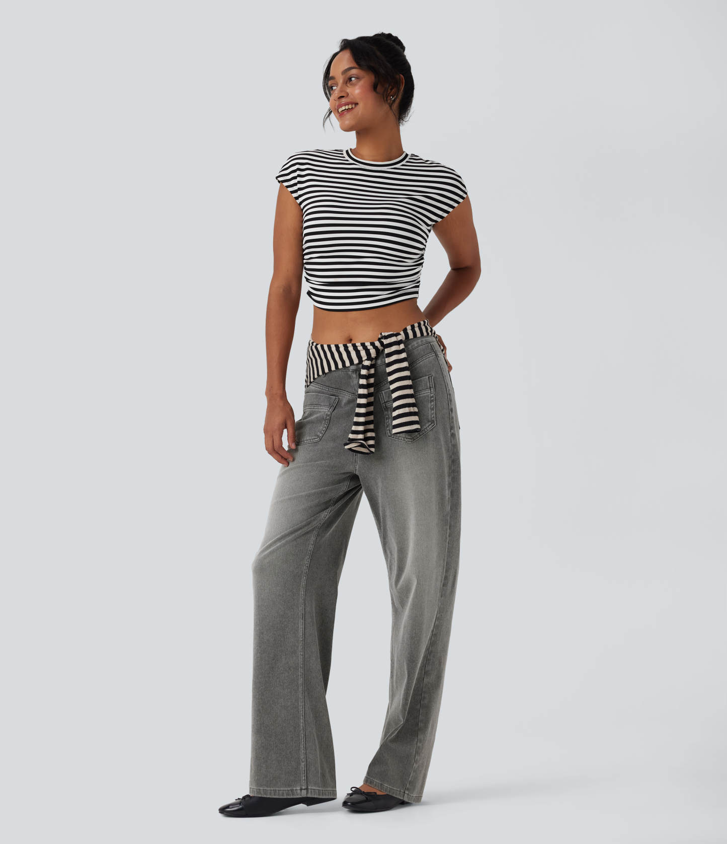 FlexMid Rise Straight Leg Casual Jeans with Pockets