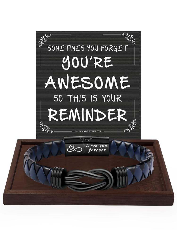 Christmas Gift Ideas for Men, Birthday Presents for Son Dad Nephew Friend, Artificial Leather Bracelet for Him, All-Season Accessory