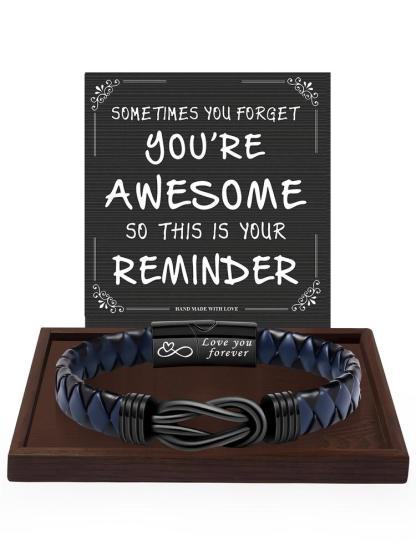 Christmas Gift Ideas for Men, Birthday Presents for Son Dad Nephew Friend, Artificial Leather Bracelet for Him, All-Season Accessory