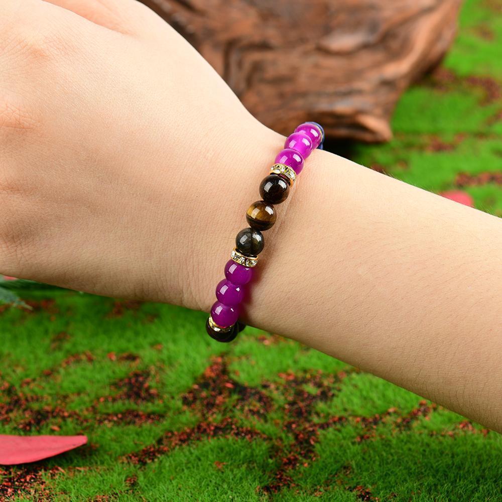 ARPURRAINA Lapis Lazuli & Tiger's Eye Elastic Bracelets for Men & Women Relieve Insomnia Aid Sleep Infuse Prosperity Energy Bring Peace Luck Perfect Gifts Crystal Bracelet