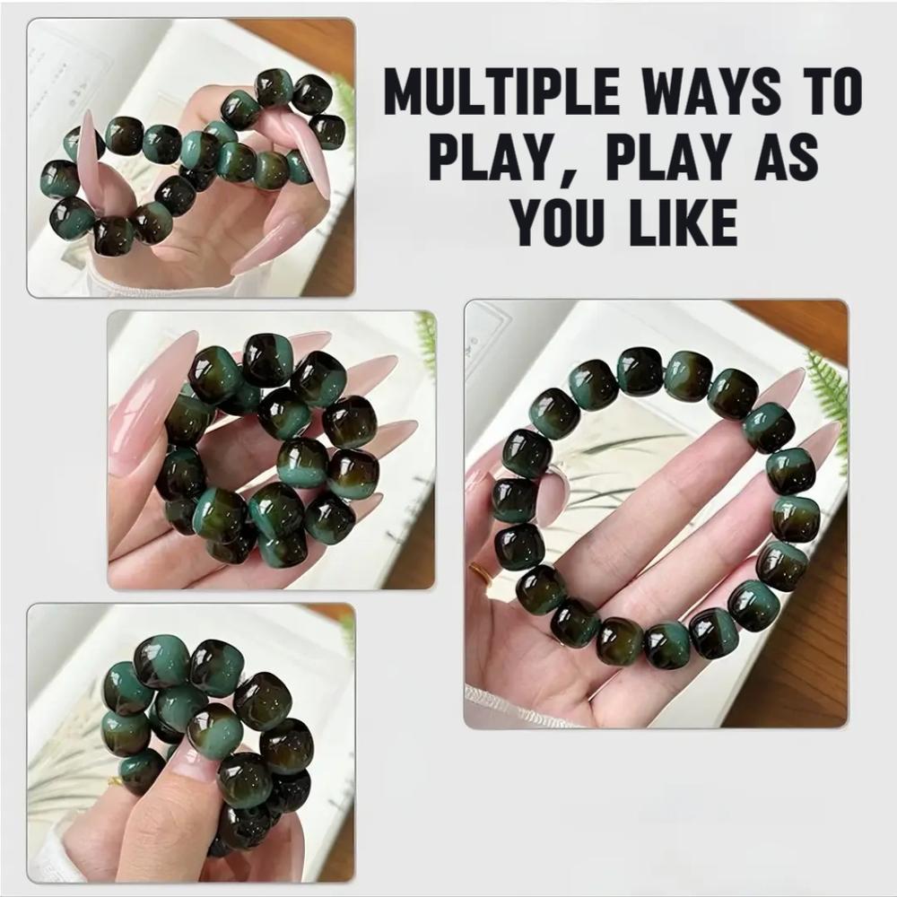 Matcha Chocolate Bodhi Bracelet Handmade Unique Bodhi Seeds Adjustable Meditation Beads Stress Relief Toy for Students Adults Men Women Finger Spinning Perfect Halloween Gift pulsera sanadora playing tour wristband