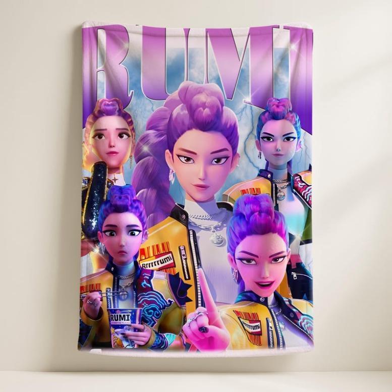 Cute Kpop Demon Hunters Blanket, Kpop Fun Gift, Anime Lovers Gift,2025 Anime Flannel Throw, Gift For Huntrix Fans,Huntrix Inspired Blanket,Zoey,Mira,Rumi,Huntrix,Sajaboys,Gift For Kids, Gift For Men & Women, K-POP Demon Hunters Merch