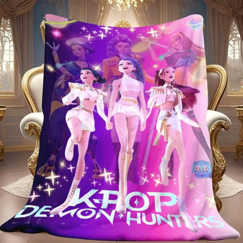 K-Pop Demon Hunters Dream Blanket Soft Warm Throw For Fans Women Girls & Kid Perfect Gift For Decor Daily Rest Ideal For Living Room Sofa Christmas Halloween Birthday Gift,Zoey,Ruimi,MiRa,Jinu,Huntrix,Kpop Demon Hunters Merch, Christmas Gift